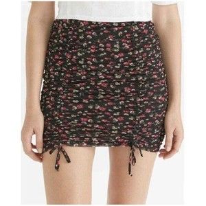 Urban Outfitters skirt sz S Women's Black Ditsy Floral Mesh Ruched Mini